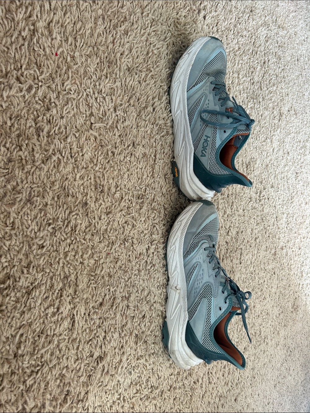 Hoka Men's Athletic Shoes Teal and Light Gray